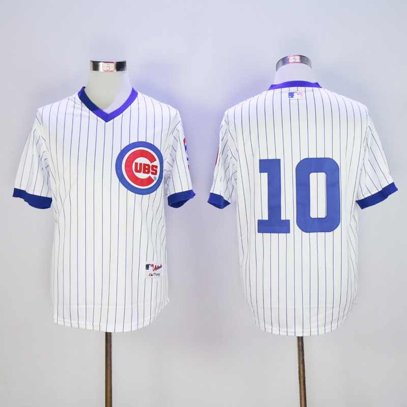 Men Chicago Cubs #10 Santo White Throwback MLB Jerseys